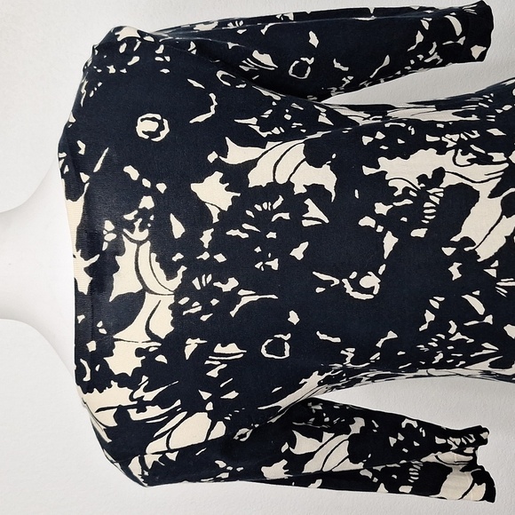 J.Crew Collection Black Ivory Preppy Lightweight Floral Knit Dress Size L - Picture 8 of 11